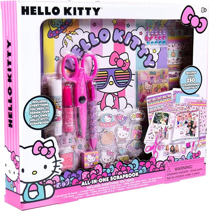 Hello Kitty All-in-One DIY , Design Your Own Scrapbook with Over 250 Essentials, Great Hello Kitty Toys for Weekend Activity, Photo & Keepsake Album for Kids Ages 5, 6, 7, 8, 9, Small, Multicolor