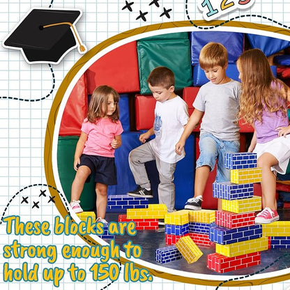 Junkin 80 Pack Jumbo Cardboard Building Blocks for Kids Large Stacking Cardboard Bricks Thick Building Blocks for Construction Supplies Favor Preschool Building Sets Daycare Toddlers