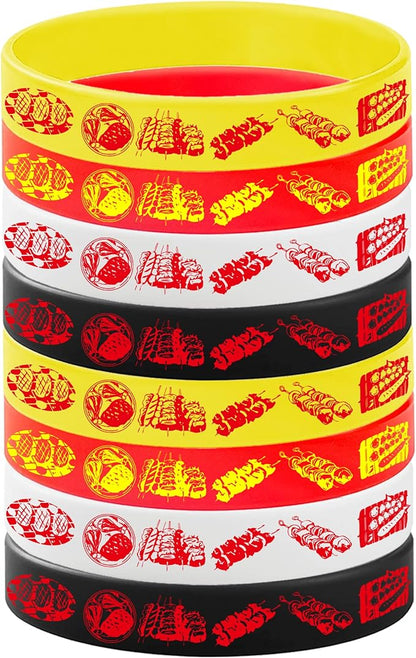 24PCS BBQ Rubber Bracelets Party Favors -Barbeque Themed Silicone Wristbands Party Supplies Decorations Hot Dog Birthday Baby Shower Party