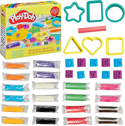 Play-Doh Numbers and Shapes Playset with 17 Tools & 20 Compound Sticks, Kids Arts & Crafts, Preschool Toys, Easter Gifts for Girls & Boys, Ages 3+