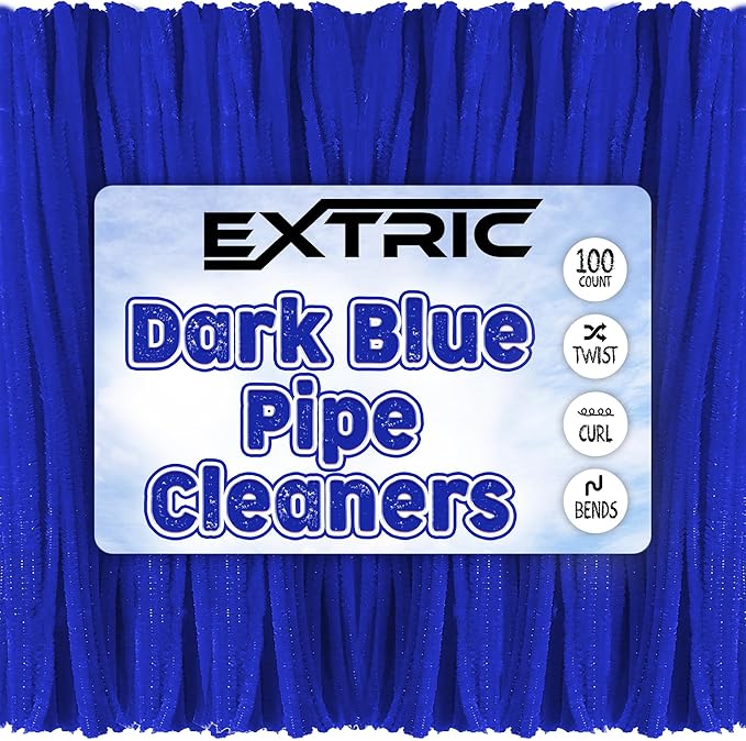 Pipe Cleaners Craft - 100 Pcs Blue Chenille Stems, 6mm x 12 Inch Fuzzy Sticks, Great for DIY Arts and Craft Projects and Decorations