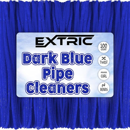 Pipe Cleaners Craft - 100 Pcs Blue Chenille Stems, 6mm x 12 Inch Fuzzy Sticks, Great for DIY Arts and Craft Projects and Decorations