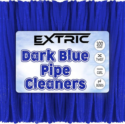 Pipe Cleaners Craft - 100 Pcs Blue Chenille Stems, 6mm x 12 Inch Fuzzy Sticks, Great for DIY Arts and Craft Projects and Decorations