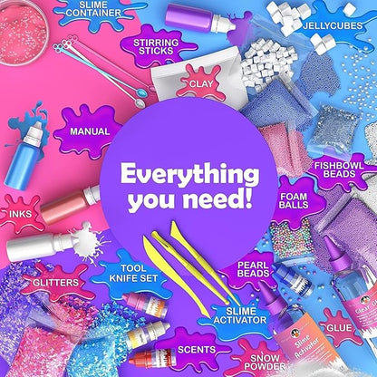 Original Stationery Slime Making Kit - Multicolor, Glow-in-The-Dark, Bubble Gum Scent - DIY Unicorn Slime Kit with Glitter & Clay Add-Ins - Holiday Activity & Birthday Gift for Kids Ages 7+