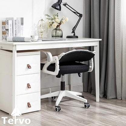 Tervo Model S | Folding Office Chair for Small Spaces | Gaming Chair for Adults & Kids | Ergonomic Mesh Computer Chair for Bedroom | Desk Chair for Home Work | (White & Black)