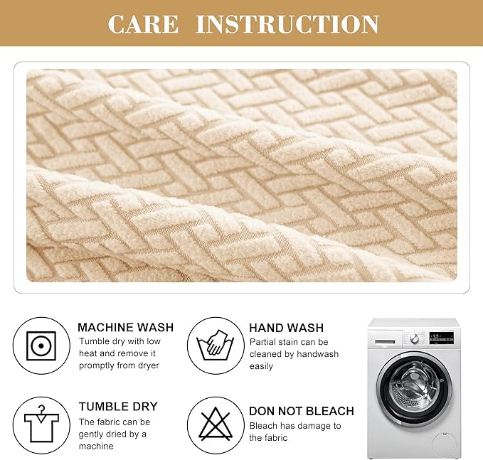 Jin Le 4 Pieces Recliner Cover Stretch Recliner Chair Cover - Reliner, Champagne 1 Seater Recliner Couch Covers Sofa Covers Jacquard Soft Furniture Protector with Elastic Bottom and Ties for Kids/Pets