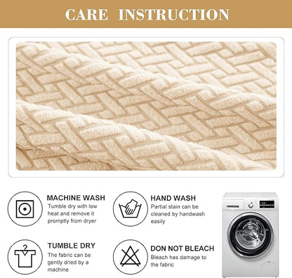 Jin Le 4 Pieces Recliner Cover Stretch Recliner Chair Cover - Reliner, Champagne 1 Seater Recliner Couch Covers Sofa Covers Jacquard Soft Furniture Protector with Elastic Bottom and Ties for Kids/Pets