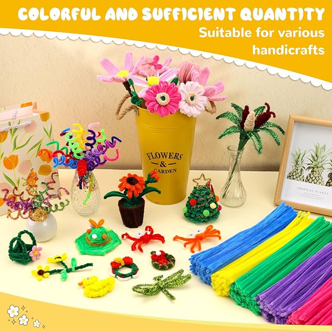Pipe Cleaners, 100PCS Christmas Pipe Cleaners Craft Supplies, Light Golden Pipe Cleaners Bulk Fuzzy Sticks for DIY Art and Craft Projects Home Decoration