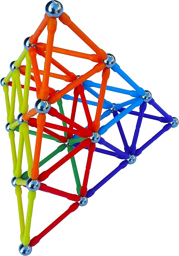 Magz Super 300 Magnetic Building Set consisting of 176 magnetized rods (2.3" Long) and 124 Nickel Plated Steel Balls (0.5" in Diameter) in a Wooden Box, Offered