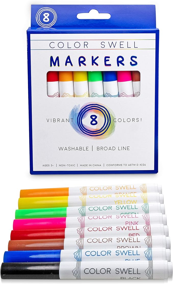 Color Swell Washable Bulk Markers 72 Packs 8 Count Vibrant Colors 288 Total Markers Bulk Perfect for Teachers, Kids and Classrooms