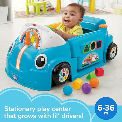 Fisher-Price Baby Learning Toy Laugh & Learn Crawl Around Car Activity Center with Smart Stages for Infants Ages 6+ Months, Blue (Amazon Exclusive)