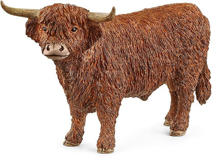 Schleich Farm World Realistic Highland Bull Cow Animal Figurine - Highly Detailed and Durable Farm Animal Toy, Fun and Educational Play for Boys and Girls, Gift for Kids Ages 3+