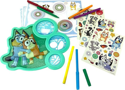 Spirograph Cyclex Set Bluey – Drawing Kit, Arts and Crafts, Bluey Toys, Art Supplies, Stickers for Kids, Bluey Stickers, Spiral Art, Markers, Stickers, Design Sheet Included, Ages 5+