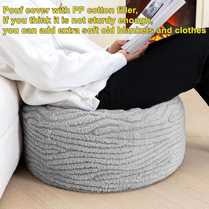 Asuprui Round Pouf Ottoman Stuffed Home Pouf Ottoman Foot Rest Foot Stool Poufs for Living Room Boho Home Decor Foldable Floor Chair Storage for Living Room, Bedroom