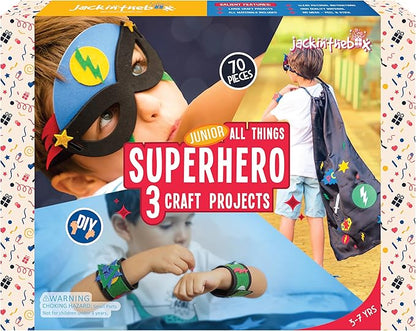 jackinthebox Superhero DIY Dress up Art and Craft Kit | Make a Cape, Mask and Cuffs | Best Gift for Boys Ages 5 6 7 8 Years | 3 Craft Projects in 1 Box