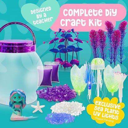 Amitié Lane Girls Mermaid Toys - DIY Light Up Terrarium Kit for Kids - Mermaid Gifts for Girls 5-7, Little Girl Gifts, Crafts for Girls - Birthday Gift for 5 Year Old Girl