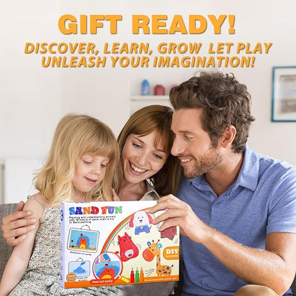 Colorful Sand Art Kit Crafts for Kids Ages 4-8,12 Colored Sands,16 Animal Sand Art Pictures - DIY Crafts Set for Girls and Boys,Arts and Crafts for Kids Ages 8-12