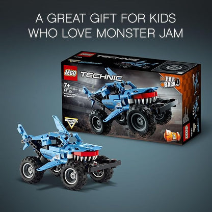 LEGO Technic Monster Jam Megalodon Building Set, 2 in 1 Pull Back Shark Truck to Lusca Low Racer Car Toy, DIY Building Toy Ideas for Outdoor Play for Kids, Boys, and Girls Ages 7 and Up, 42134