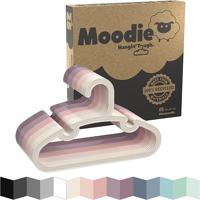 Recycled Plastic Kids Hangers | 13.5" Heavy Duty Kids Clothes Hangers | Bulk Pack Childrens Hangers, Large Child Hangers | Toddler Hangers (2-12yrs | 25 Pack, Pink)