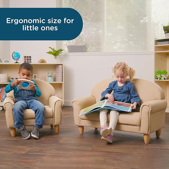 Children's Factory As We Grow Chair and Couch, Flexible Seating for Daycare or Preschool, Kids Reading Couch, Playroom Furniture, Buff