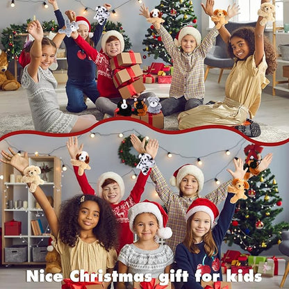 Liliful 8 Pack Kids Valentine's Day Gifts Stuffed Animal Cat Slap Bracelets, Valentines 8 Inch Plush Wrist Cute Snap Bracelets Birthday for Boys Girls Child Bulk Items Party Favors(Puppies)