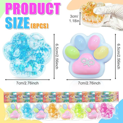 4Pcs Taba Squishies Paw, Cat Paw Squishies Toy, Clear Sticky Squeeze Toys, Soft Silicone Fidget Sensory Toys for Stress Relief, Cute Things Party Favors & OPP Packaging Gifts for Adults Kids