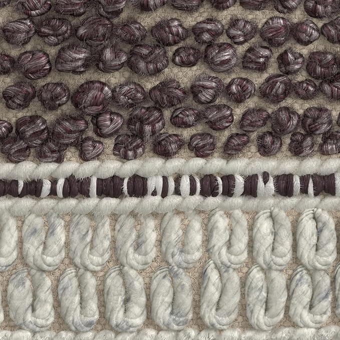 SIMPLIHOME Grady Contemporary Square Pouf in Magenta and Natural Handloom Woven, for The Living Room, Bedroom and Kids Room