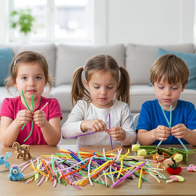 POIKSHARK 1500 PCS 30 Colors Quality Pipe Cleaners Bulk, Thick Pipe Cleaners Craft for DIY Craft Projects, Multicolored Limpia Pipas for Art Supplies & Materials, Rainbow Chenille Stems(12inch*6mm)