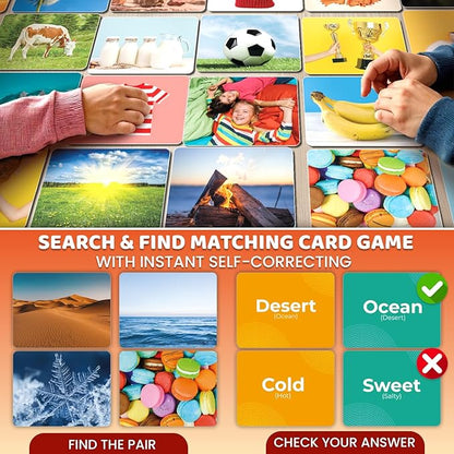 QUOKKA 104 Opposites Vocabulary Flash Cards with Realistic Images for Pre-K and Kindergarten - Perfect for Teachers, Parents, and Speech Development Activities - Vocabulary Builder for Kids Adults