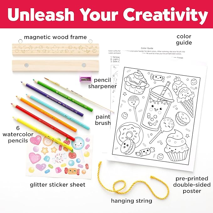 Faber-Castell Paint by Number Sweets - Kids Watercolor Paint by Number Craft for Ages 6-8+
