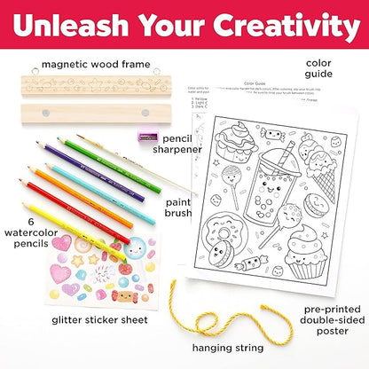 Faber-Castell Paint by Number Sweets - Kids Watercolor Paint by Number Craft for Ages 6-8+