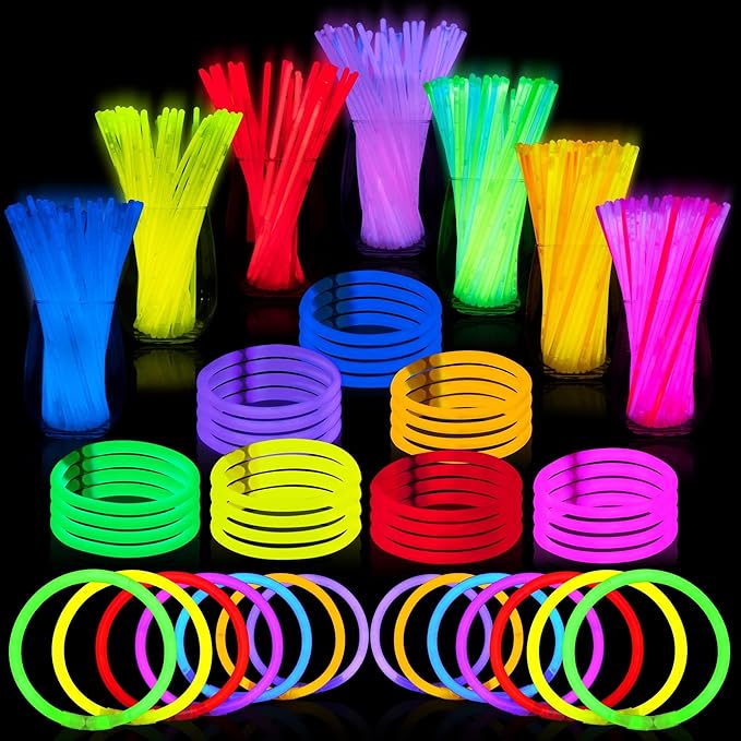 JOYIN 200 Pcs 8" Glowsticks, Bracelets Necklaces, Glow in the Dark Party Favors, Easter, Christmas, Halloween Supplies Pack, Football Party Supplies