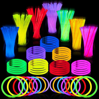 JOYIN 200 Pcs 8" Glowsticks, Bracelets Necklaces, Glow in the Dark Party Favors, Easter, Christmas, Halloween Supplies Pack, Football Party Supplies