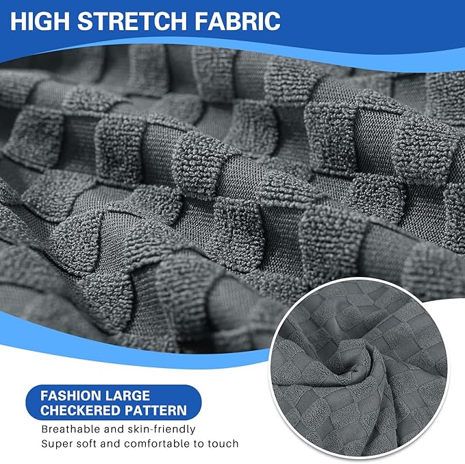 MAXIJIN Recliner Cover Slipcovers for Living Room 4 Pieces Stretch Jacquard Recliner Chair Cover Soft Fitted Recliner Protector with Elastic Bottom for Kids, Pets (Recliner, Dark Gray)