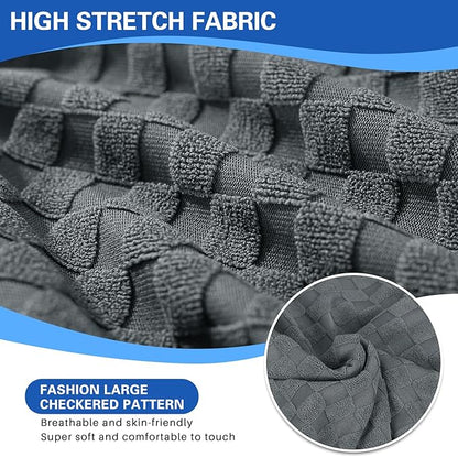 MAXIJIN Recliner Cover Slipcovers for Living Room 4 Pieces Stretch Jacquard Recliner Chair Cover Soft Fitted Recliner Protector with Elastic Bottom for Kids, Pets (Recliner, Dark Gray)