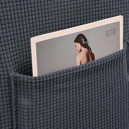 KEKUOU Recliner Chair Covers Lazy Boy Recliner Covers Stretch Couch Cover Slipcovers 1 Piece Furniture Protector with Elastic Bottom for Dog,Kids.(Recliner, Charcoal)