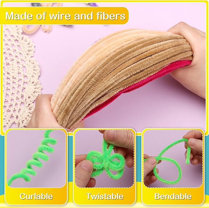 100 Pieces Pipe Cleaners Chenille Stem, Solid Color Pipe Cleaners Set for Pipe Cleaners DIY Arts Crafts Decorations, Chenille Stems Pipe Cleaners (Beige)
