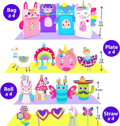 KRAFUN My First Unicorn Bunny Paper Craft Kit for Toddlers and Girls Age 3-8 Years Old, Include 18 Cute DIY Arts and Crafts Projects, Organized Art Activities Supplies Box Preschool Creative Toys