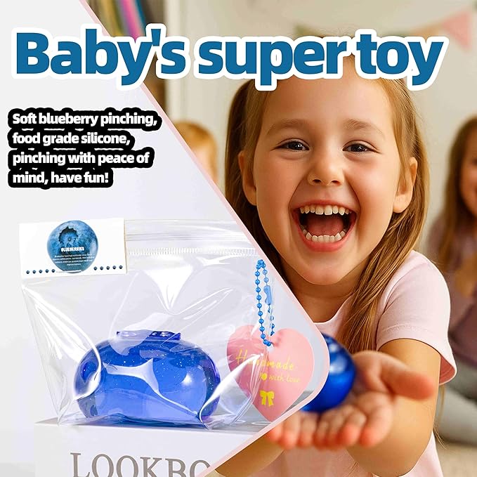 Handmade Silicon Taba Clear Blueberry Squishy,Safe & Non-toxic Sticky Big Jumbo Mochi Squishy Toy for Kids & Adults, Cute Stress-Relief Fidget Squeeze Toys for Relaxation & Sensory Play