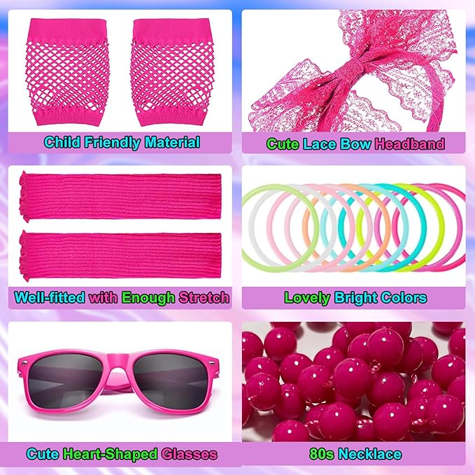 80s Outfit for Kids, 80s Costumes Accessories for Kids, 80s Outfits for Girls Cosplay 1980s Theme Retro Party