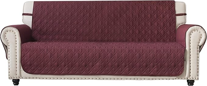 Ameritex Couch Sofa Slipcover 100% Waterproof Nonslip Quilted Furniture Protector Slipcover for Dogs, Children, Pets Sofa Slipcover Machine Washable (Burgundy, 68")