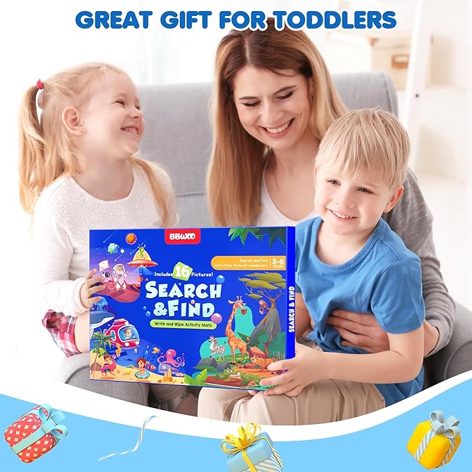 Preschool Learning Activities Search and Find Books, Travel Game for Road Trip Car Airplane, Busy Book Activity Books Birthday Gifts for Kids Ages 3-8