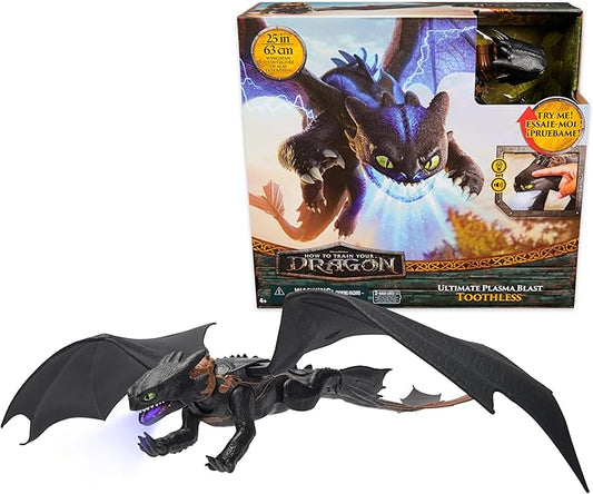 DreamWorks Dragons, How to Train Your Dragon, Ultimate Plasma Blast Toothless, 25” Wings with Lights & Sounds Action Figure, Kids Toys for Boys Ages 4 and up