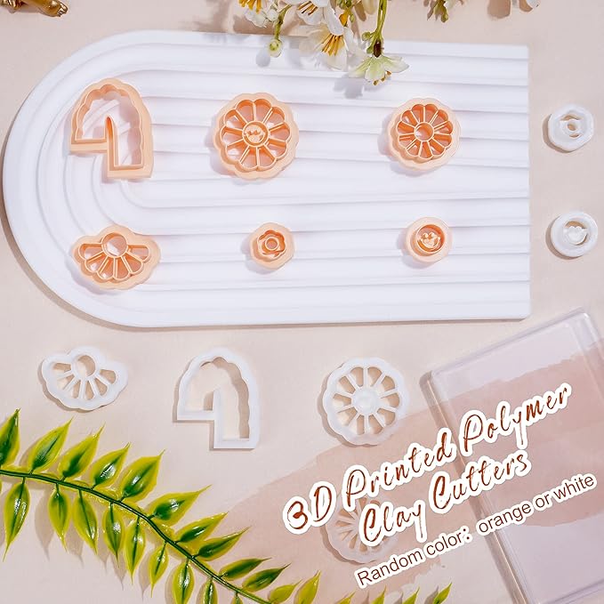 Puocaon Smiley Sunflower Clay Cutters - 6 Pcs Polymer Clay Cutters for Earrings Making, Smiley Face Flower Clay Cutters Set Polymer Clay Jewelry Making, Spring Daisy Earrings Clay Cutters Shape