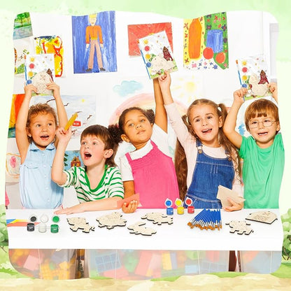 24 Pcs Farm Party Favors Wooden Painting Craft Kits Birthday Party Supplies with Organza Bag for Goodie Bags Fillers Adult Thank You Gifts