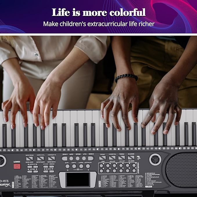 61 keys keyboard piano, Electronic Digital Piano with Built-In Speaker Microphone, Sheet Stand and Power Supply, Portable piano Keyboard Gift Teaching for Beginners