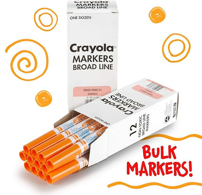 Crayola Washable Markers - Orange (12ct), Kids Broad Line Markers, Bulk Markers for Classrooms & Teachers