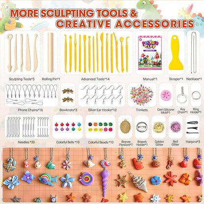 VigorFun 194 PCS Polymer Clay Kit with Sculpting Tools and Accessories, 83 Colors Non-Toxic Modeling Clay for Kids, DIY Oven Bake Clay, Arts and Crafts Gift Set for Kids Adults and Beginners