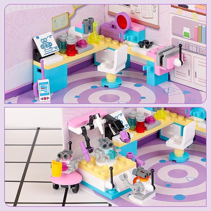 Friends House Building Block Sets, Girls Science Laboratory Friendship Lab Playhouse Apartment Bricks Kit Birthday Roleplay Gifts for Old Kids Boys 6+ 6-12 8-12