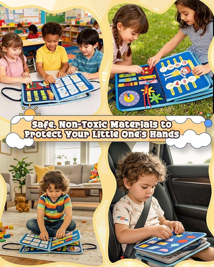 Busy Board for 1 Year Old, Busy Book for Toddlers 1-3, Montessori Toys for 1 Year Old, Educational Sensory Activities Learning Toy Fine Motor Skills, Travel Toy for Airplane or Car, Boy Birthday Gifts